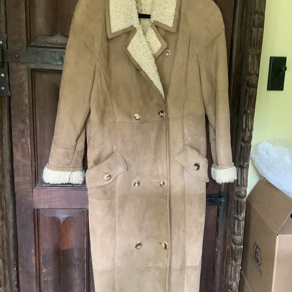 Suede and Sherpa long coat